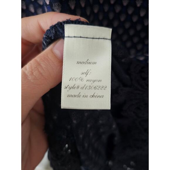 Blue Rain Crocheted Long Sleeve Peasant Dress SzM Rayon Blue - Picture 8 of 12